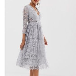 Dove gray ASOS lace dress.